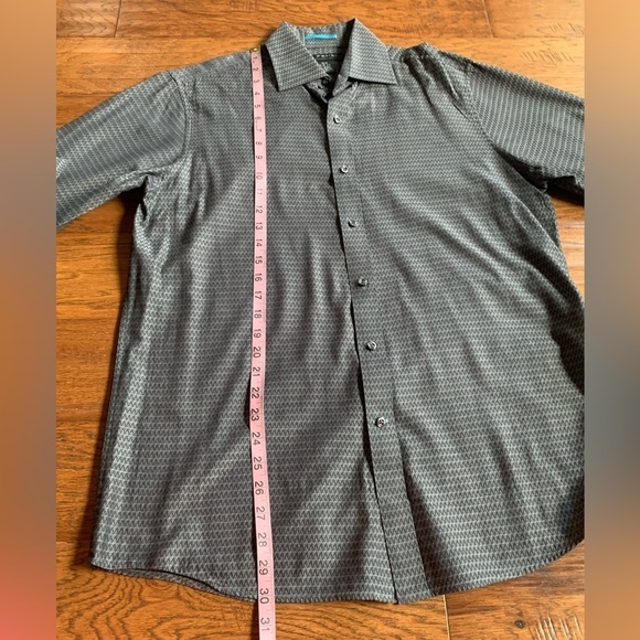 J. Ferrar Black Geometric‎ Print Button Down Shirt Modern Fit - Picture 7 of 11